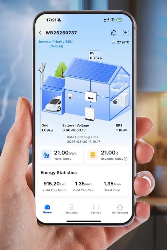 Застосунок керування інвертором на екрані смартфона